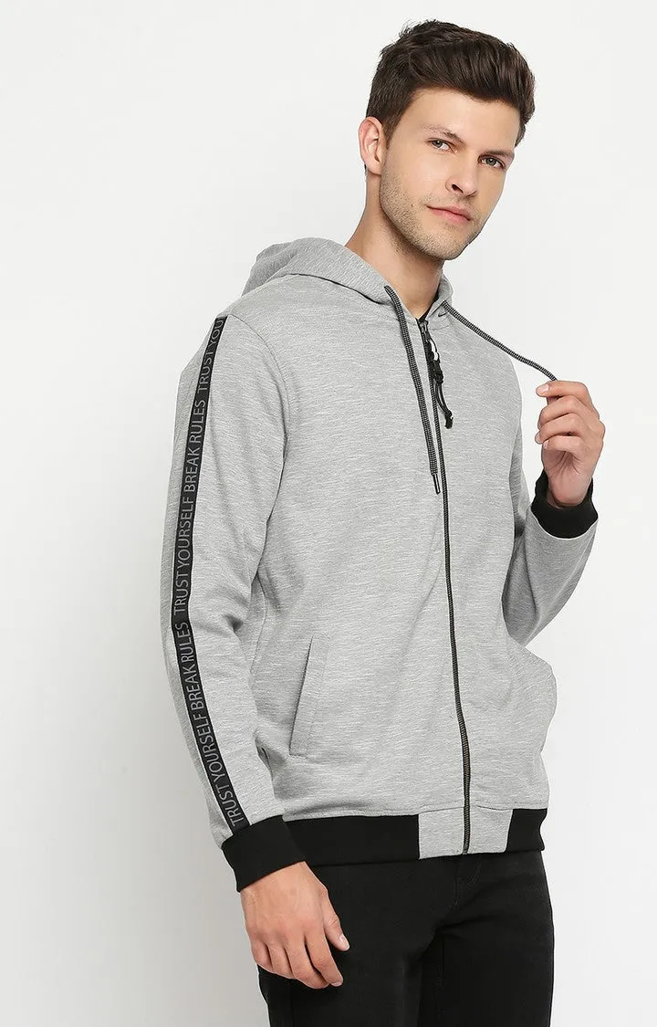 Spykar Men Grey Cotton Regular Fit Full Sleeve Hooded Sweatshirt