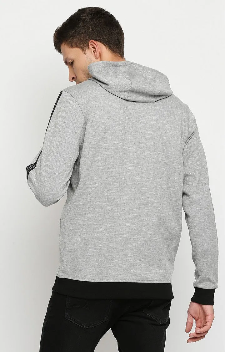 Spykar Men Grey Cotton Regular Fit Full Sleeve Hooded Sweatshirt