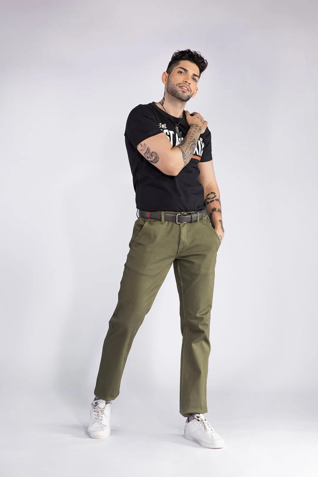 Standard Fit Olive Chinos - W21 - MC0003R