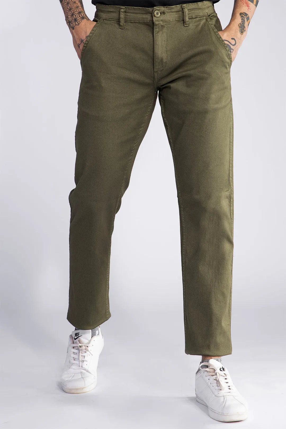 Standard Fit Olive Chinos - W21 - MC0003R