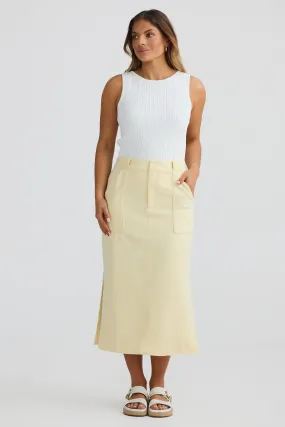 Straight Pocket Midi Skirt - Lemon