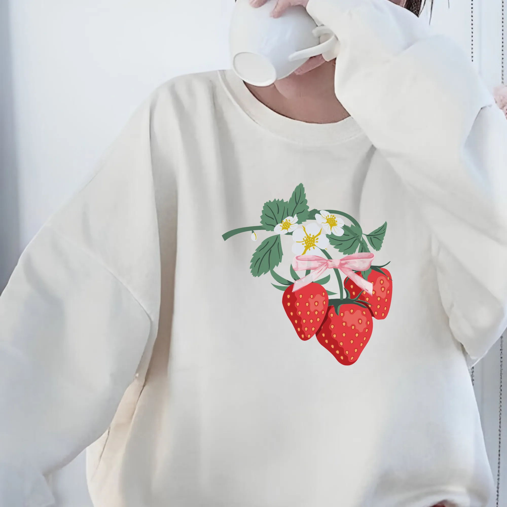 Strawberries with Bow Coquette Sweatshirt