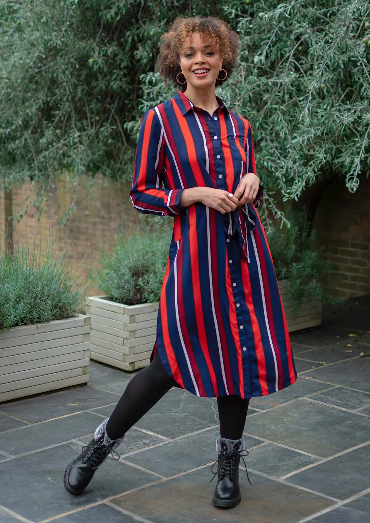 Striped Dress With Self-Tie Waist