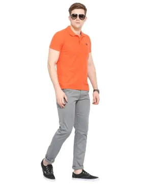 Stylish Cotton Grey Solid Smart Fit Chinos For Men