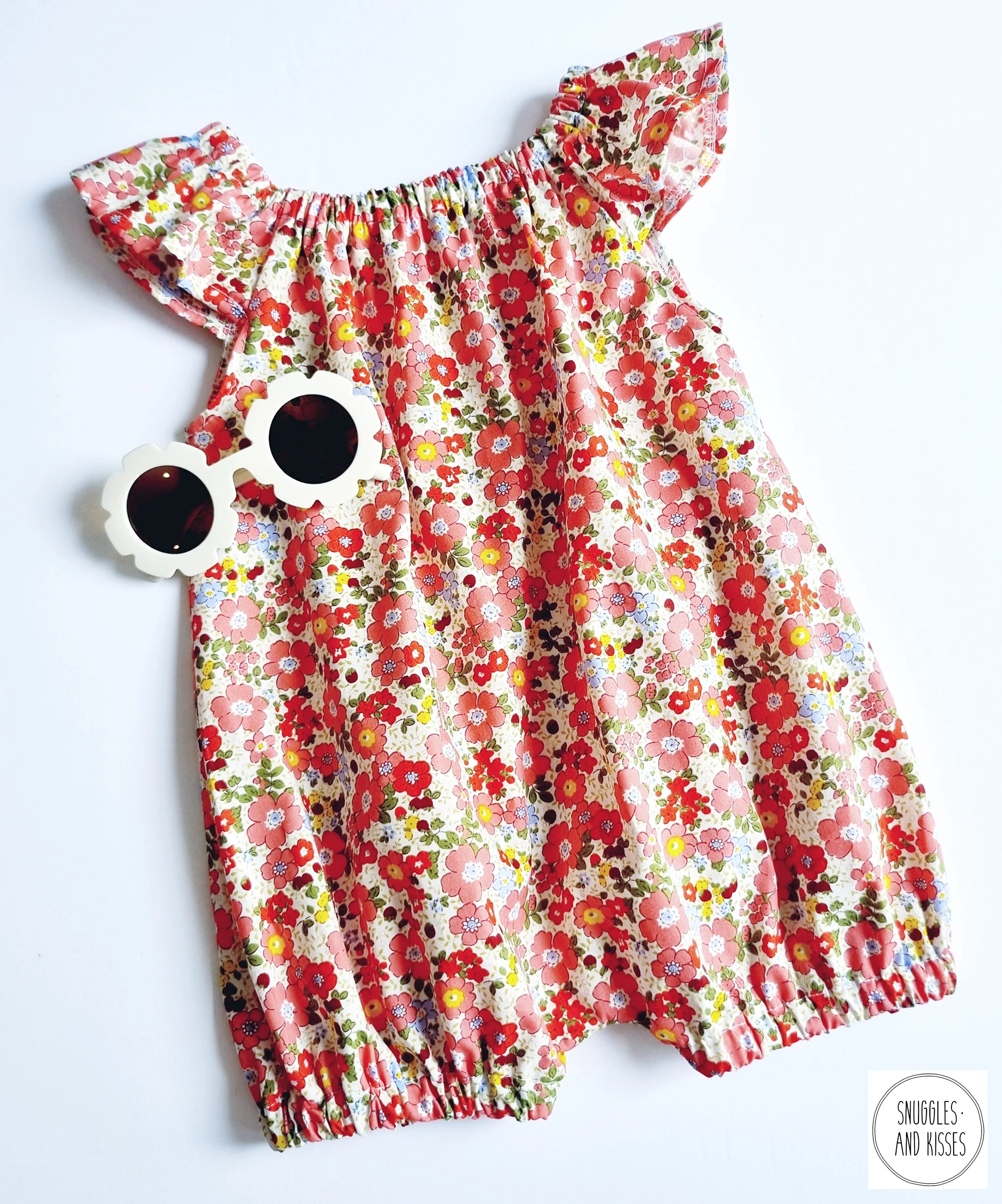 Summer Floral Print Frill Sleeve Bubble Romper