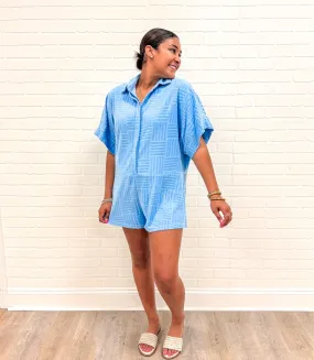 Summer Time Blues Romper Blue