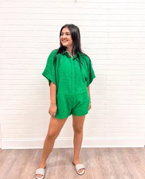 Summer Time Blues Romper Green