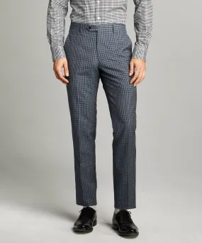 Sutton Wool Linen Suit Trouser in Grey Navy Check