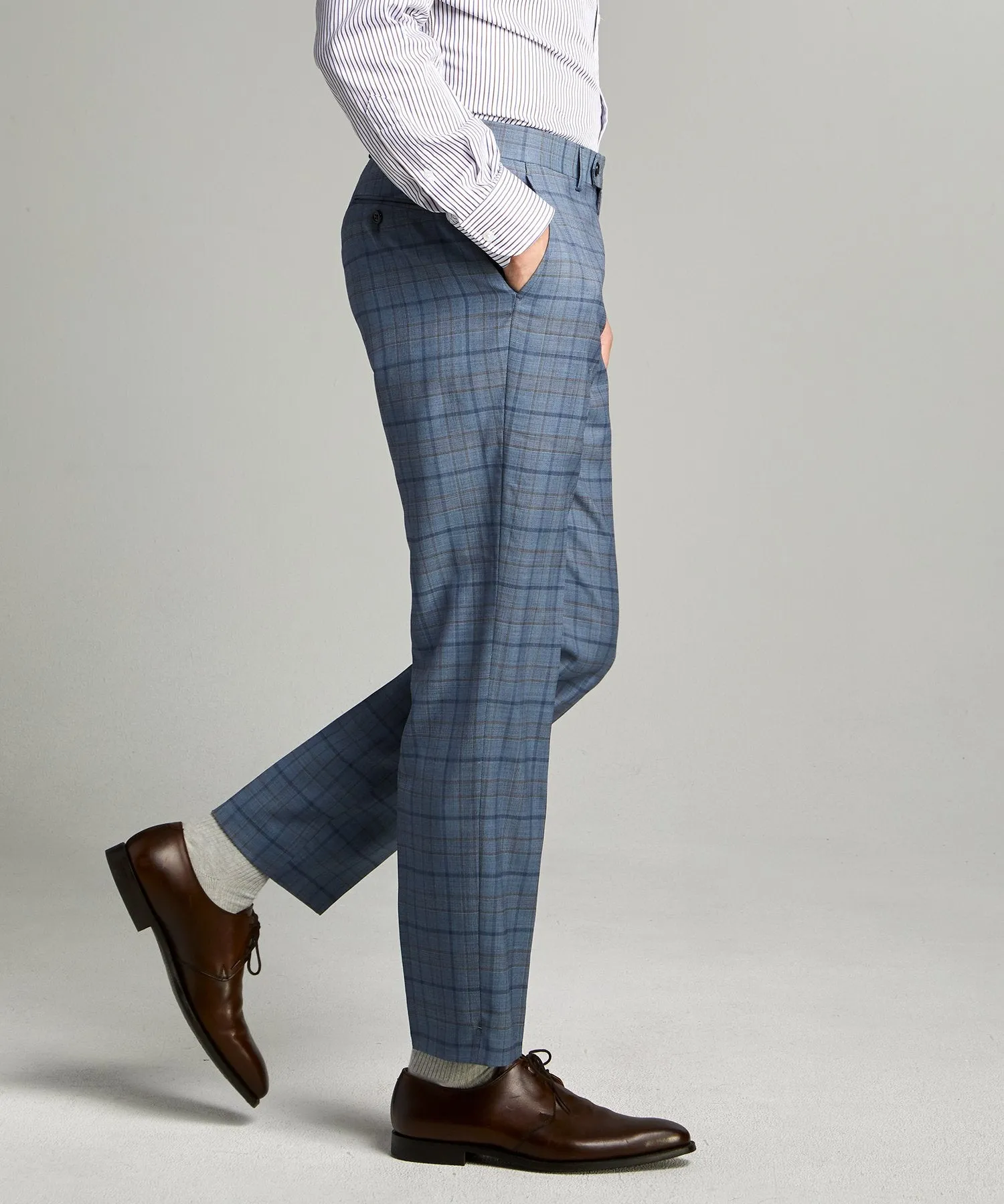 Sutton Wool Suit Trouser in Blue Check