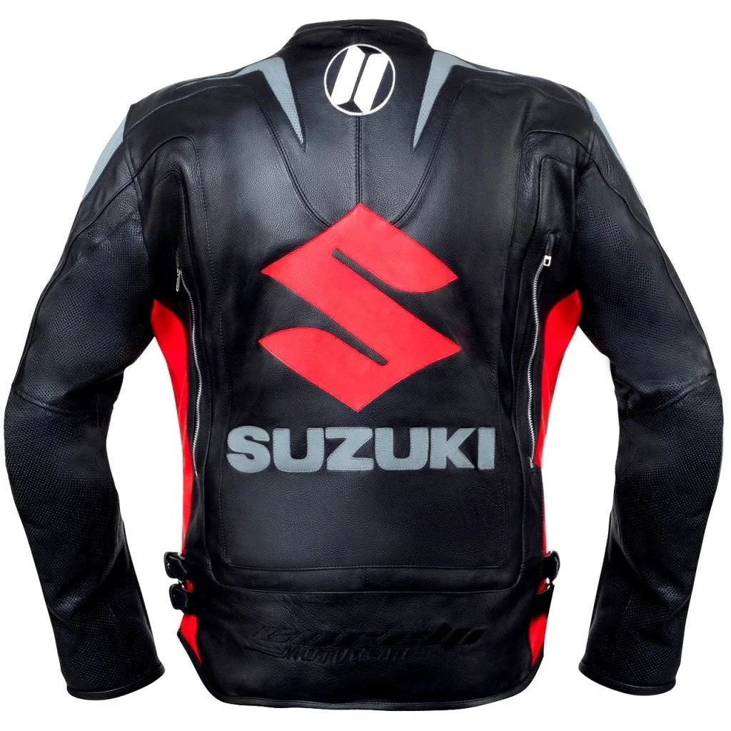 Suzuki Black Motorcycle Racing Leather Jacket