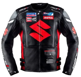 Suzuki Black Motorcycle Racing Leather Jacket