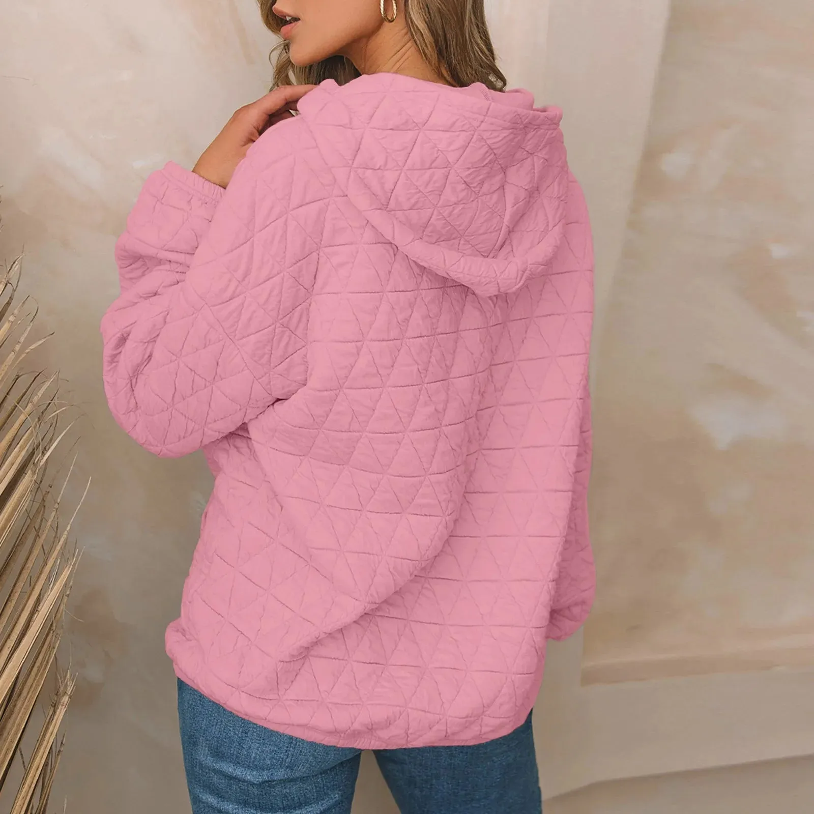 Sweatshirt Quilted Hoodie Kangaroo Pouch