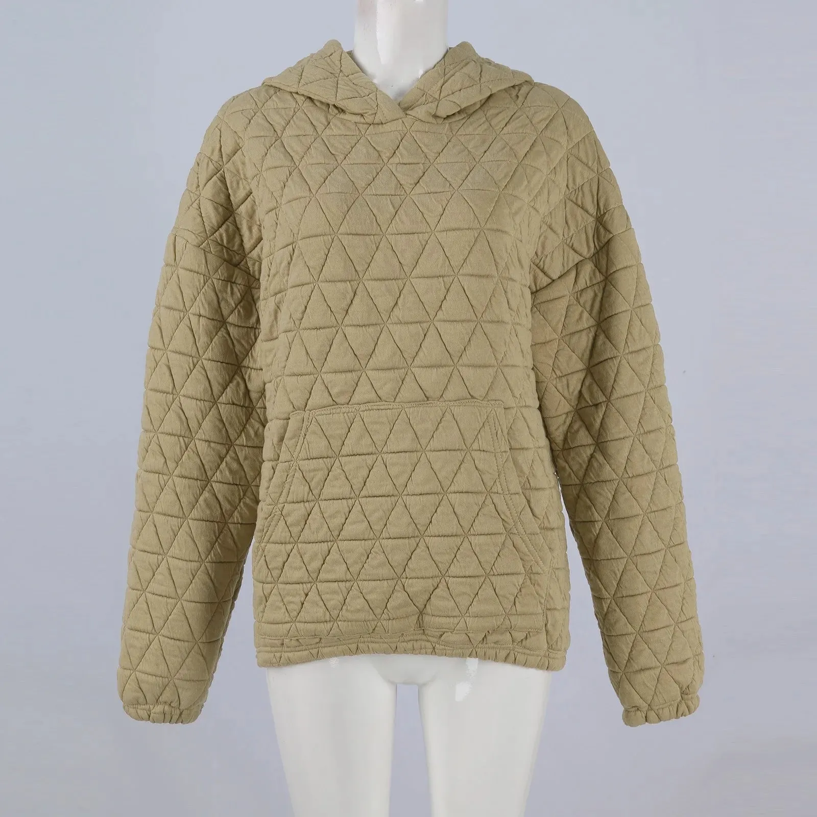 Sweatshirt Quilted Hoodie Kangaroo Pouch