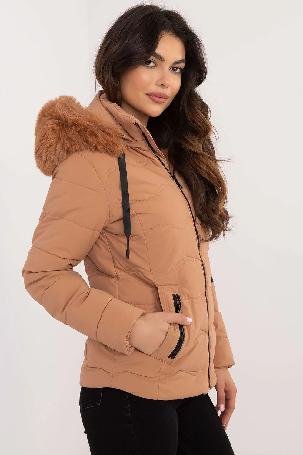 TEEK - Slim Thick Hip Cut Plush Hood Jacket