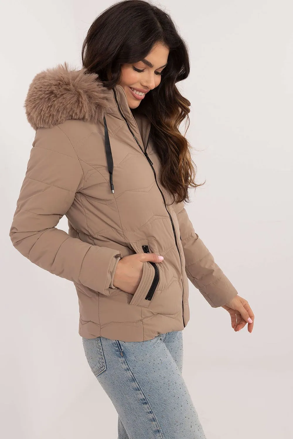 TEEK - Slim Thick Hip Cut Plush Hood Jacket