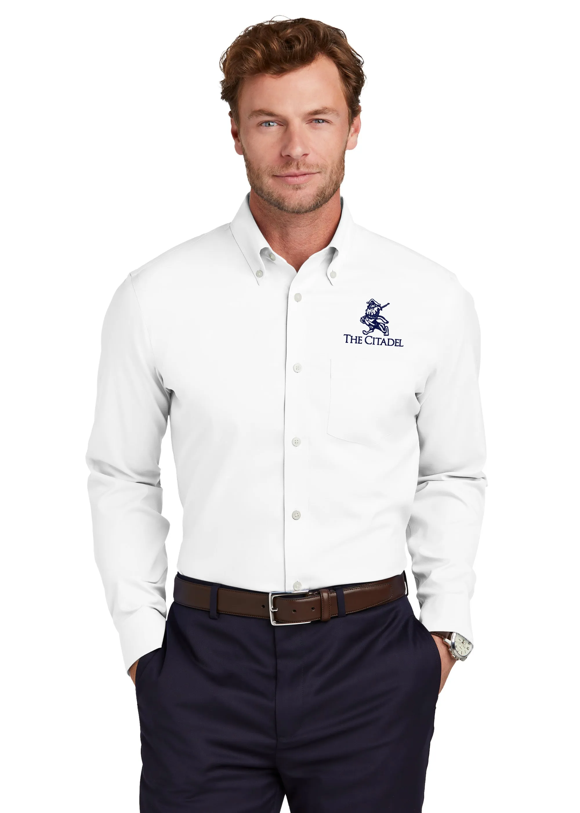 The Citadel, Marching Bulldog, Brooks Brothers® Wrinkle-Free Stretch Pinpoint Shirt