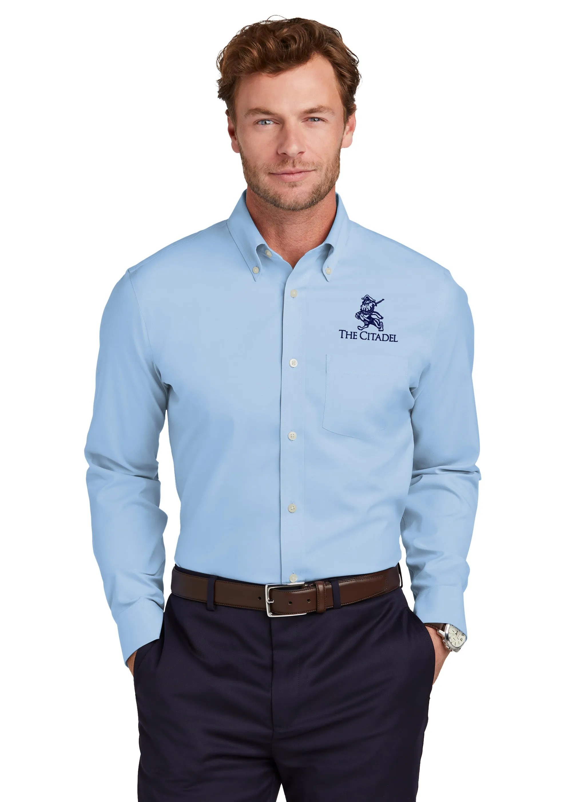 The Citadel, Marching Bulldog, Brooks Brothers® Wrinkle-Free Stretch Pinpoint Shirt