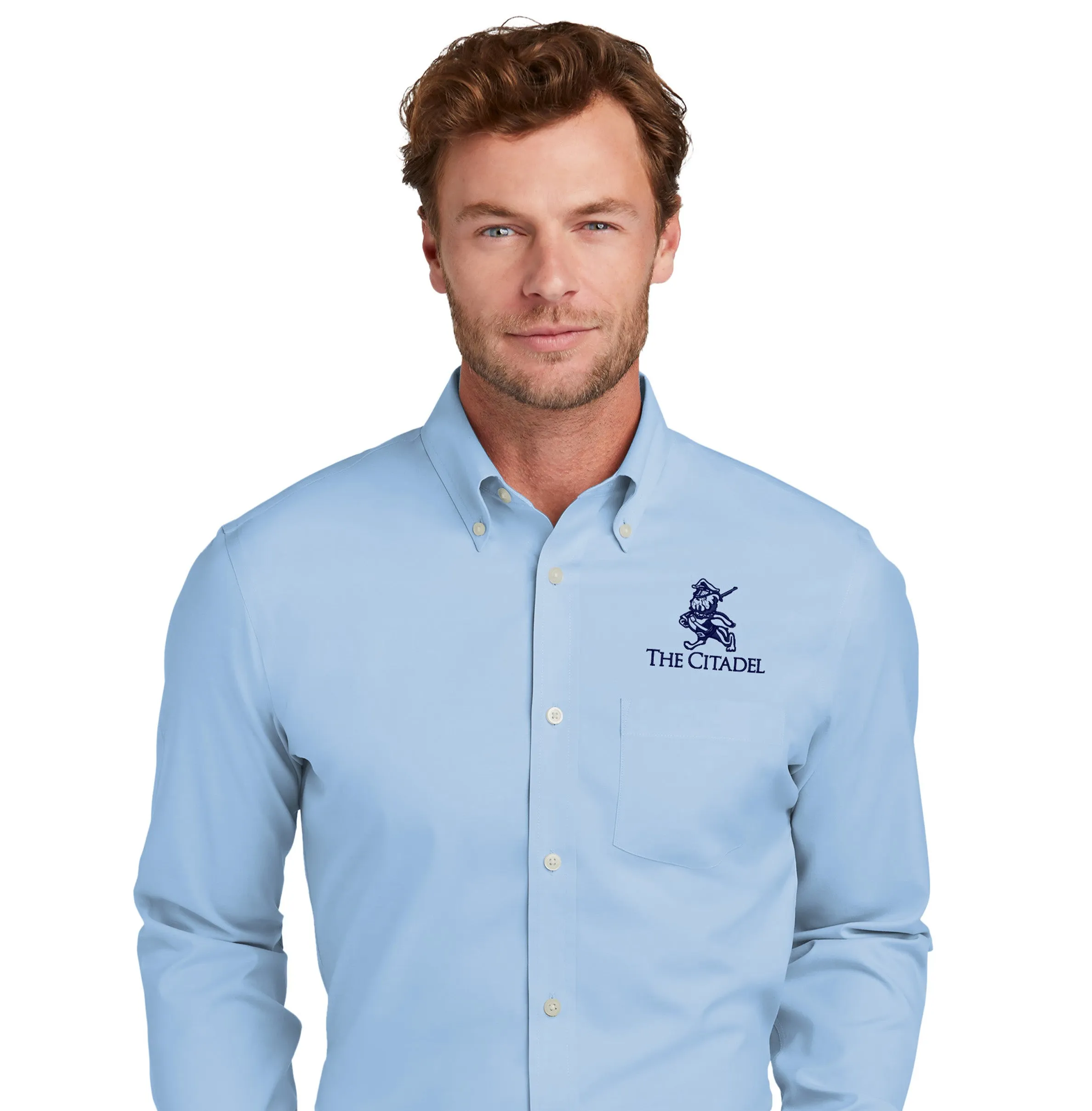 The Citadel, Marching Bulldog, Brooks Brothers® Wrinkle-Free Stretch Pinpoint Shirt