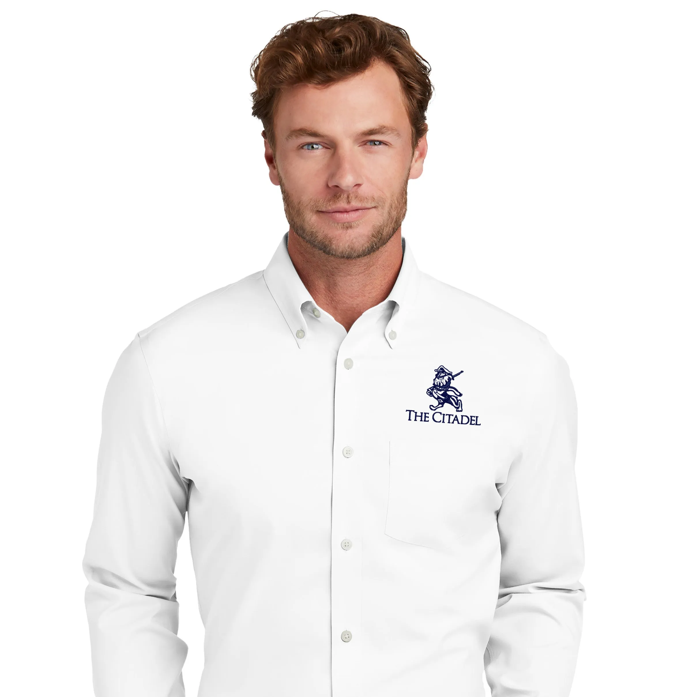 The Citadel, Marching Bulldog, Brooks Brothers® Wrinkle-Free Stretch Pinpoint Shirt