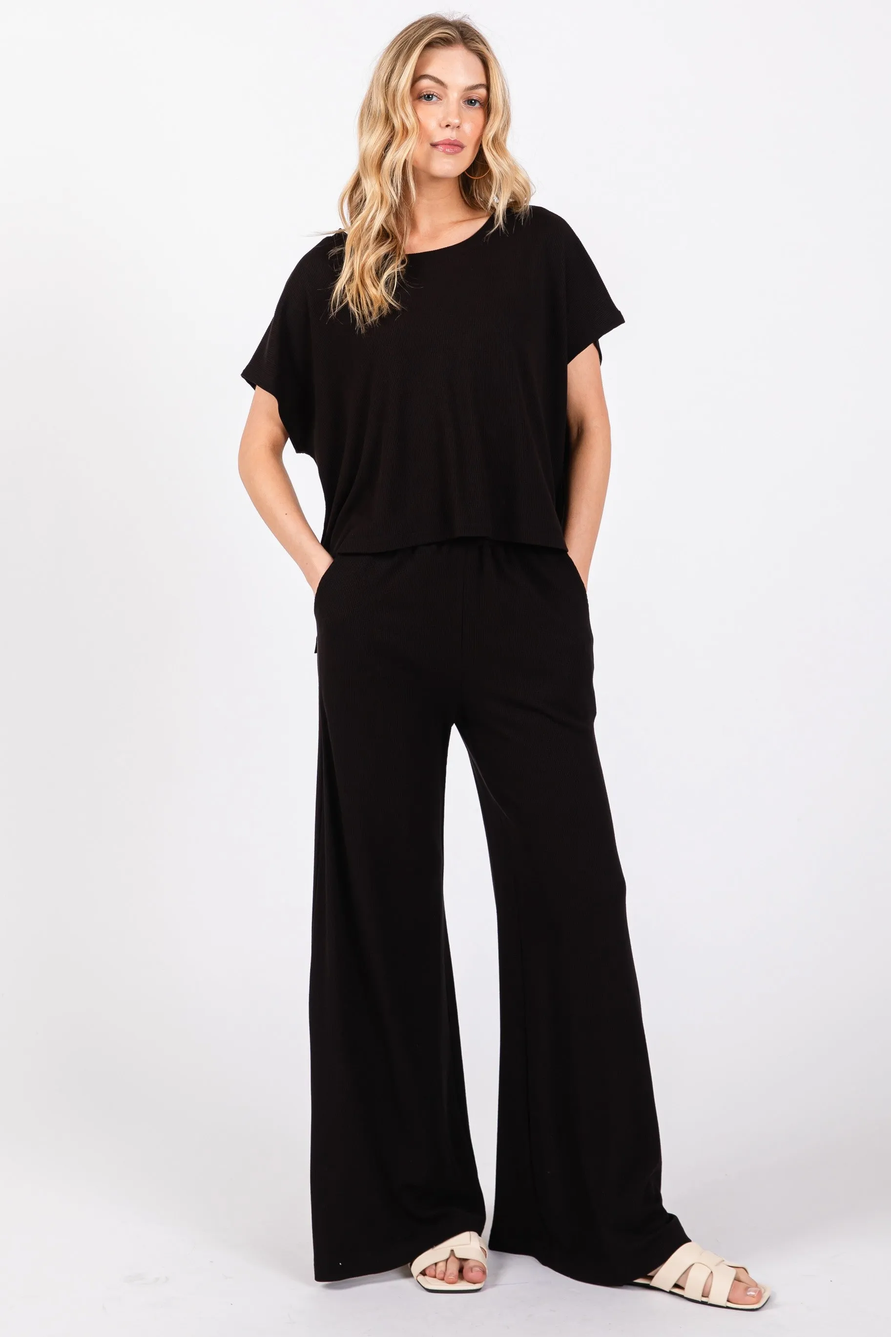 THERMAL WIDE LEG PANTS