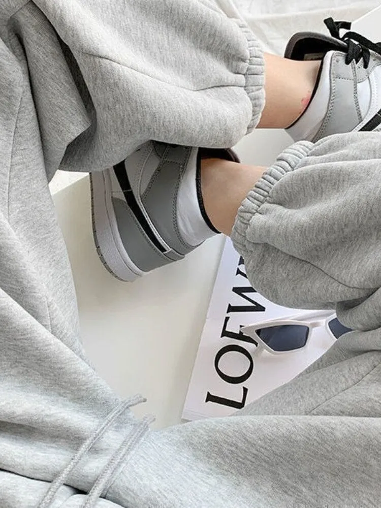 Toleet Harajuku Winter Warm Gray Joggers Sports Pants Women Korean Fashion Fleece Velvet Oversize Black Jogging Sweatpants Baggy