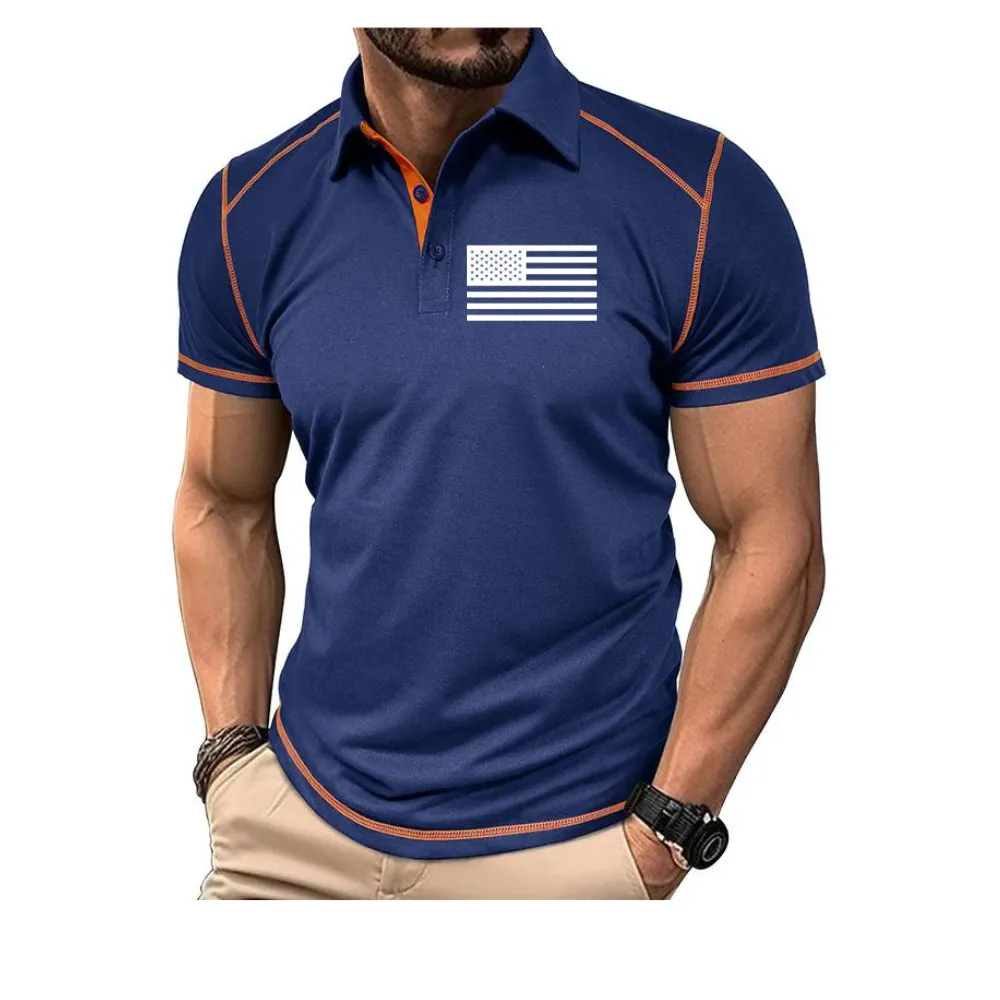 USA FLAG  POLO SHIRT WITH FLIP COLLAR