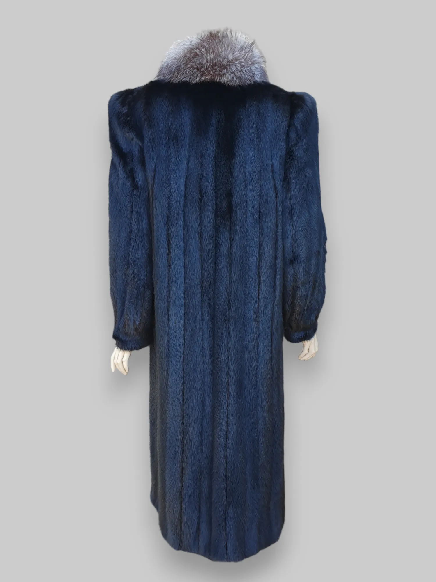 Vintage Dark Mink Indigo/Silver Blue Fox Tux Coat -Medium