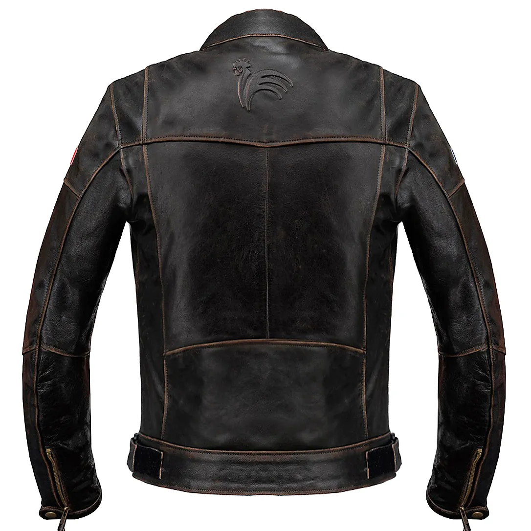 Vive La France Retro Brown Motorcycle Leather Jacket