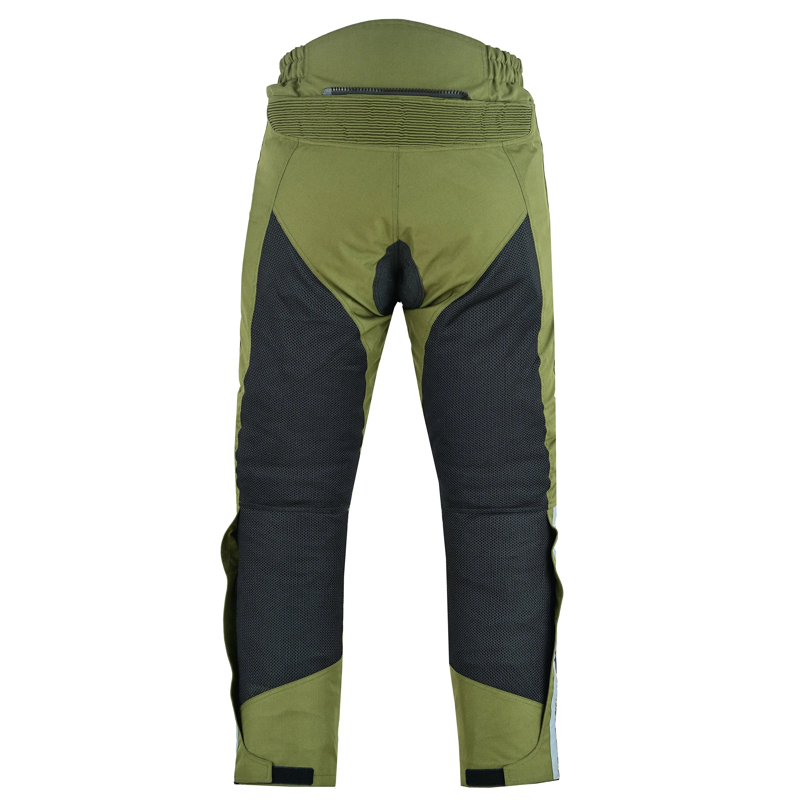 Warrior Gears Air Mesh Motorcycle Trousers for Men, Breathable Waterproof Textile Trousers for Men with Removable Lining & CE Armours - Black and Olive Green