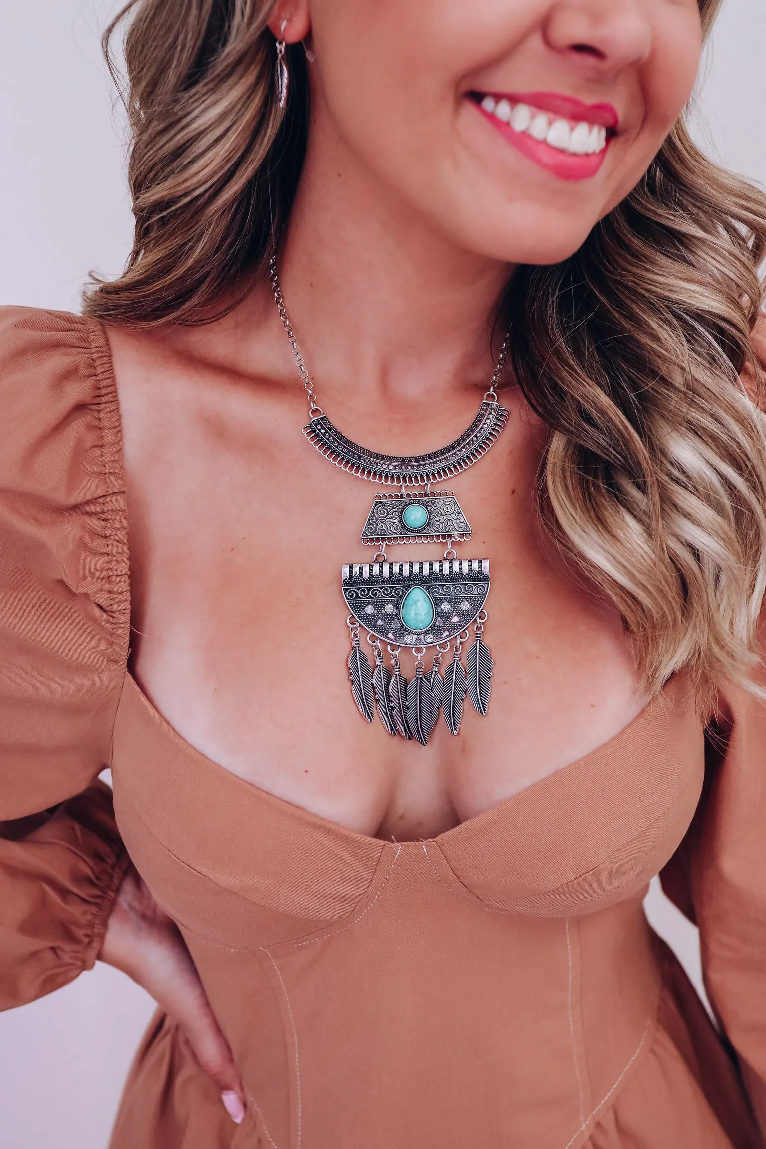 Western Leaf Fringe Necklace & Earring Set