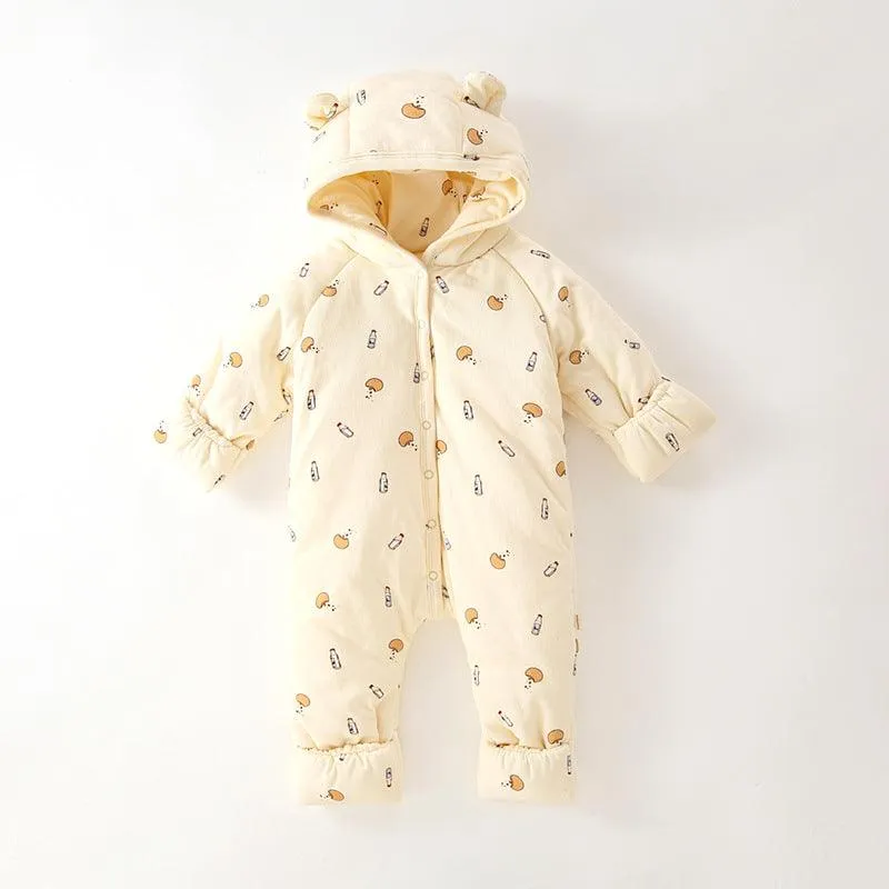 Winter Three-layer Quilted Baby Jumpsuit Romper