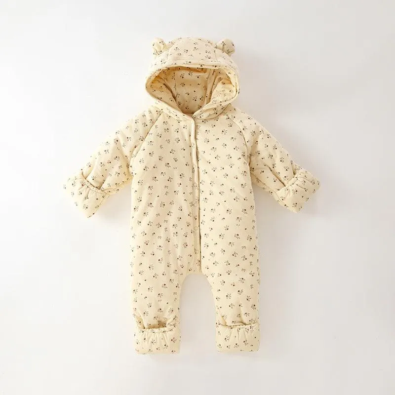 Winter Three-layer Quilted Baby Jumpsuit Romper