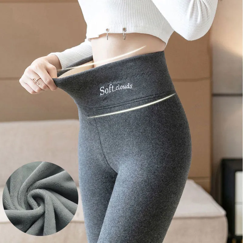 Wjczt Winter Women&#39;s thicken lambwool Leggings Velvet Lined Ankle-Length Pants Casual Seamless warm Leggings Fashion Hight Waist Pants