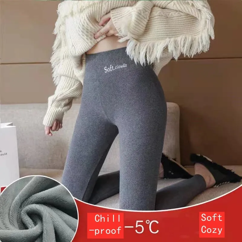 Wjczt Winter Women&#39;s thicken lambwool Leggings Velvet Lined Ankle-Length Pants Casual Seamless warm Leggings Fashion Hight Waist Pants