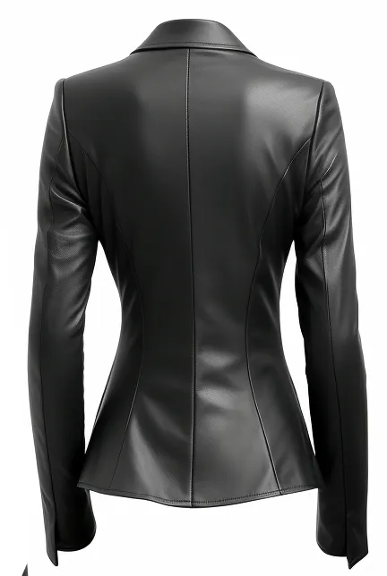 Women Black Leather Slim fit Coat