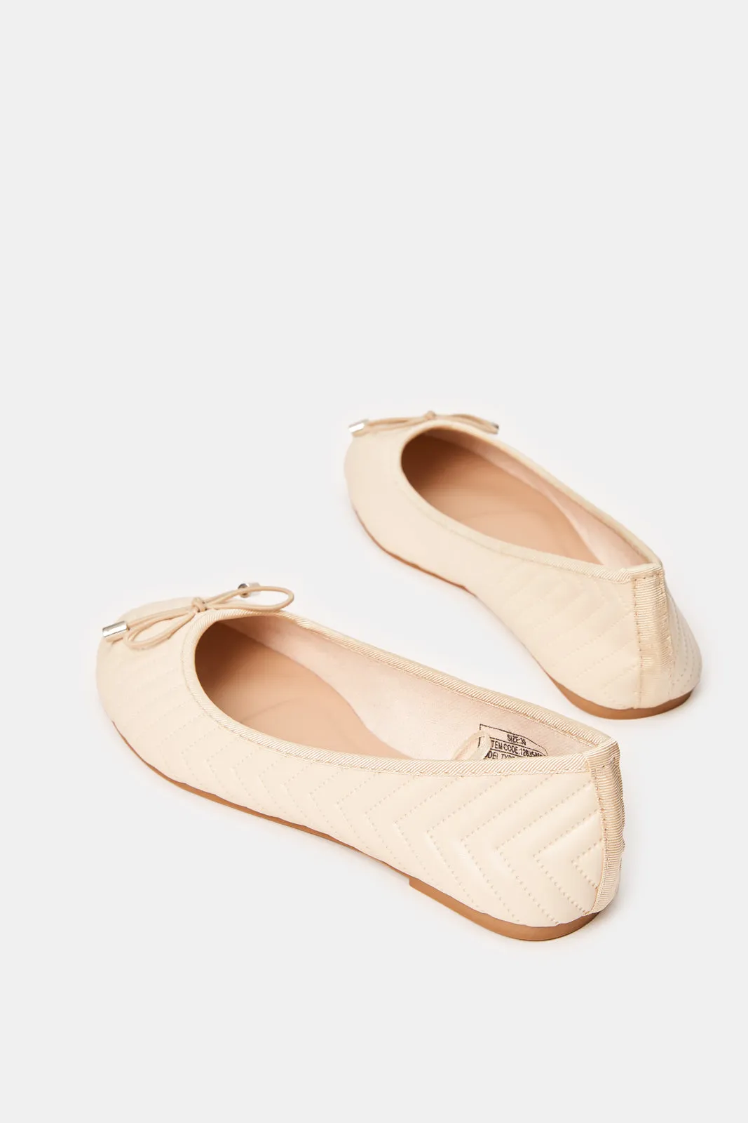 Women Ivory Quilt Ballerinas