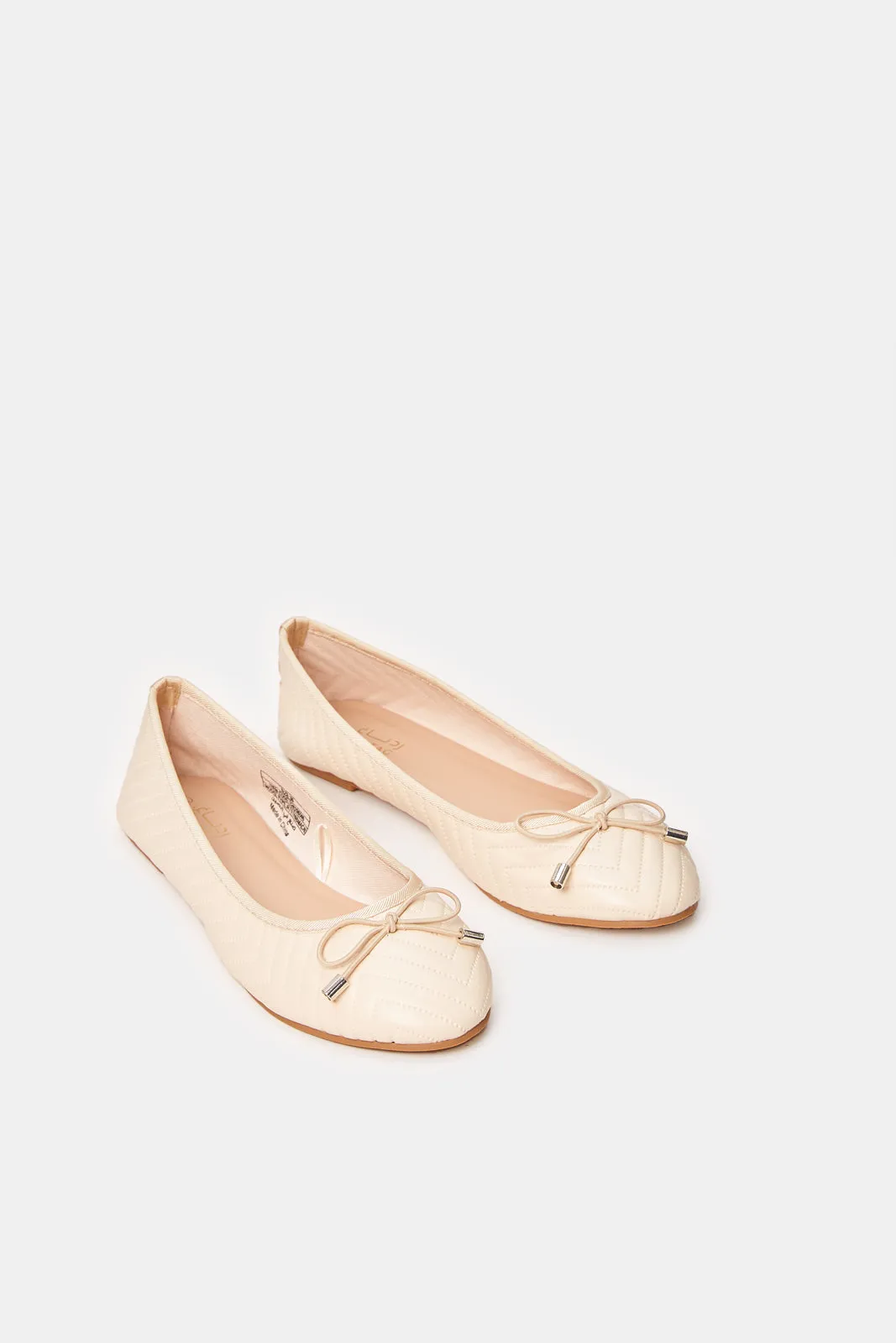 Women Ivory Quilt Ballerinas