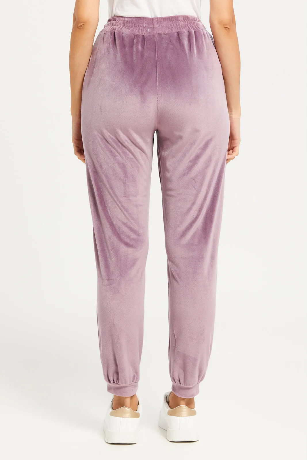 Women Mauve Velvet Jogger Sweatpants