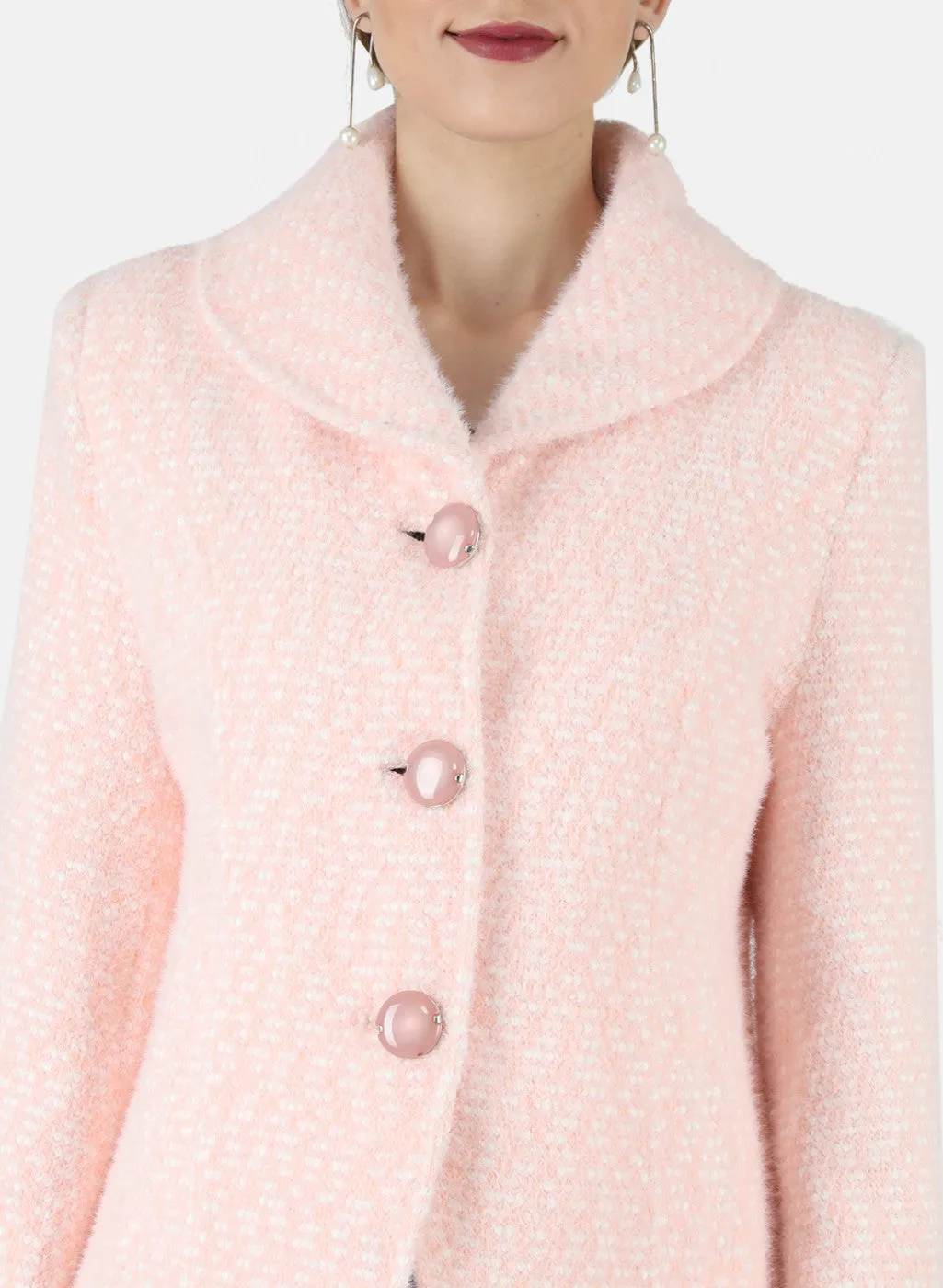 Women Pink Jaquard Coat