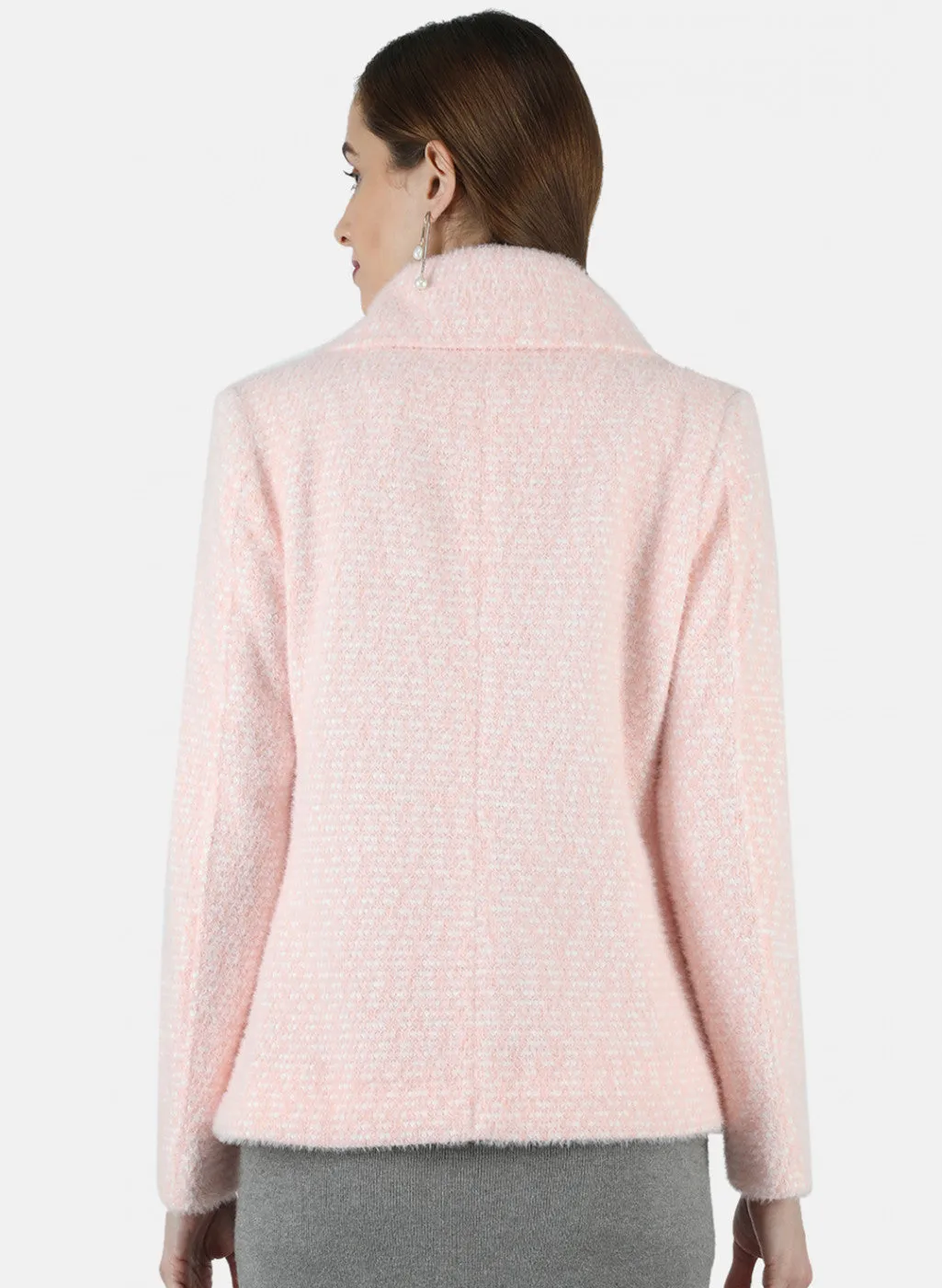 Women Pink Jaquard Coat