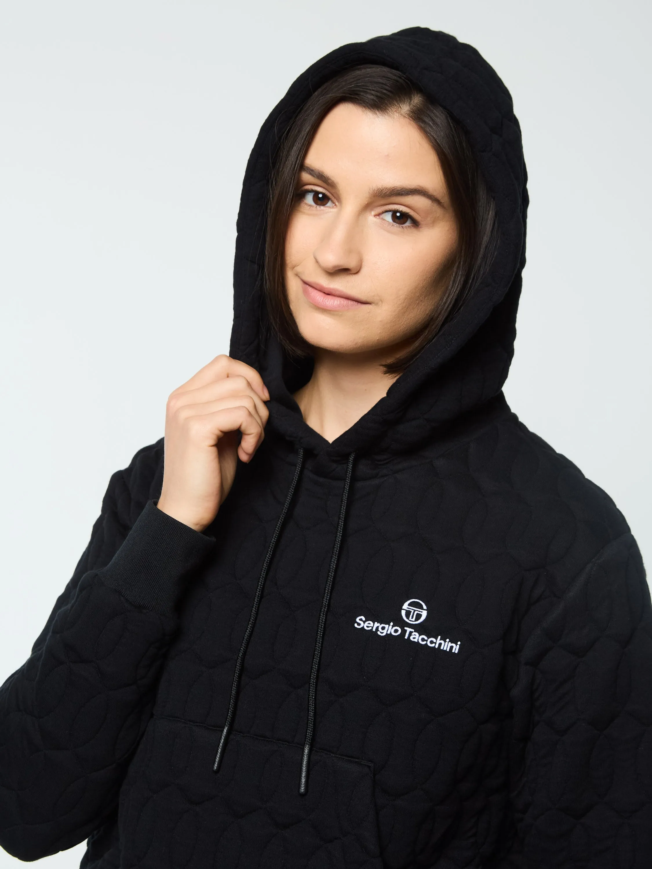 Women's Aversa Quilted Hoodie- Black Beauty