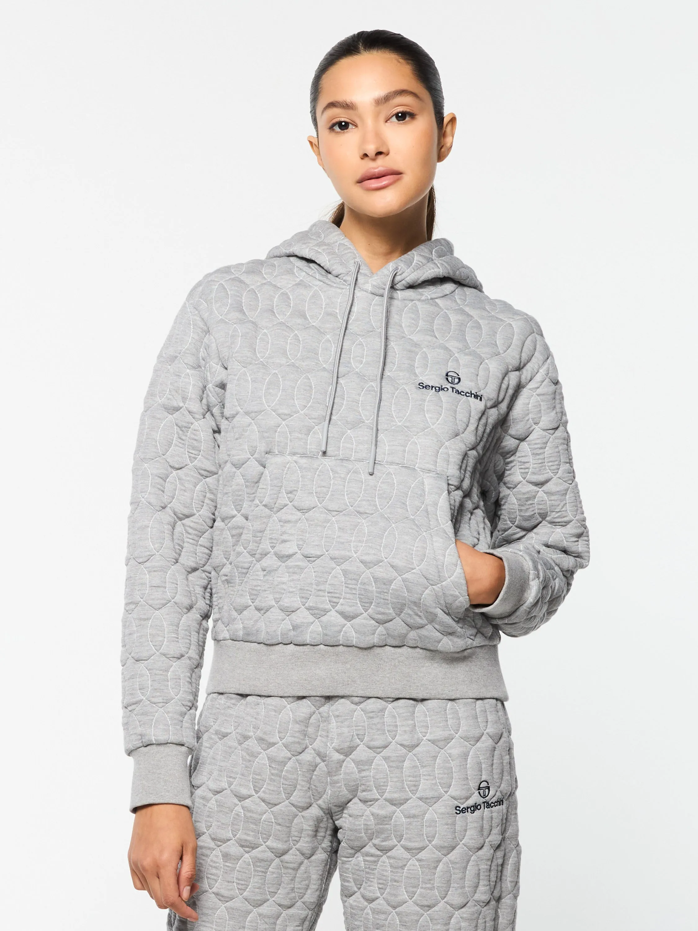 Women's Aversa Quilted Hoodie- Heather Grey