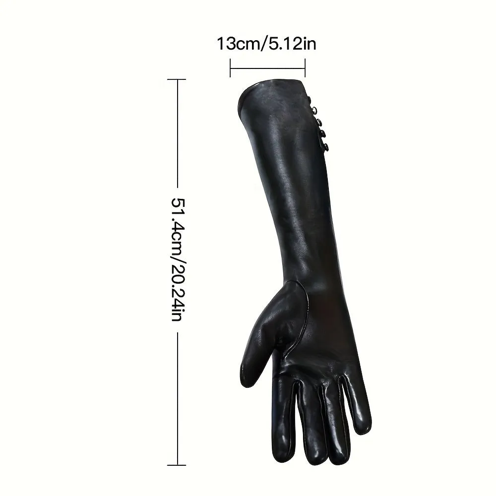 Womens Luxurious Black Leather Long Gloves - Wool Lined, Water-Resistant & Coldproof - Perfect for Outdoor Driving in Winter