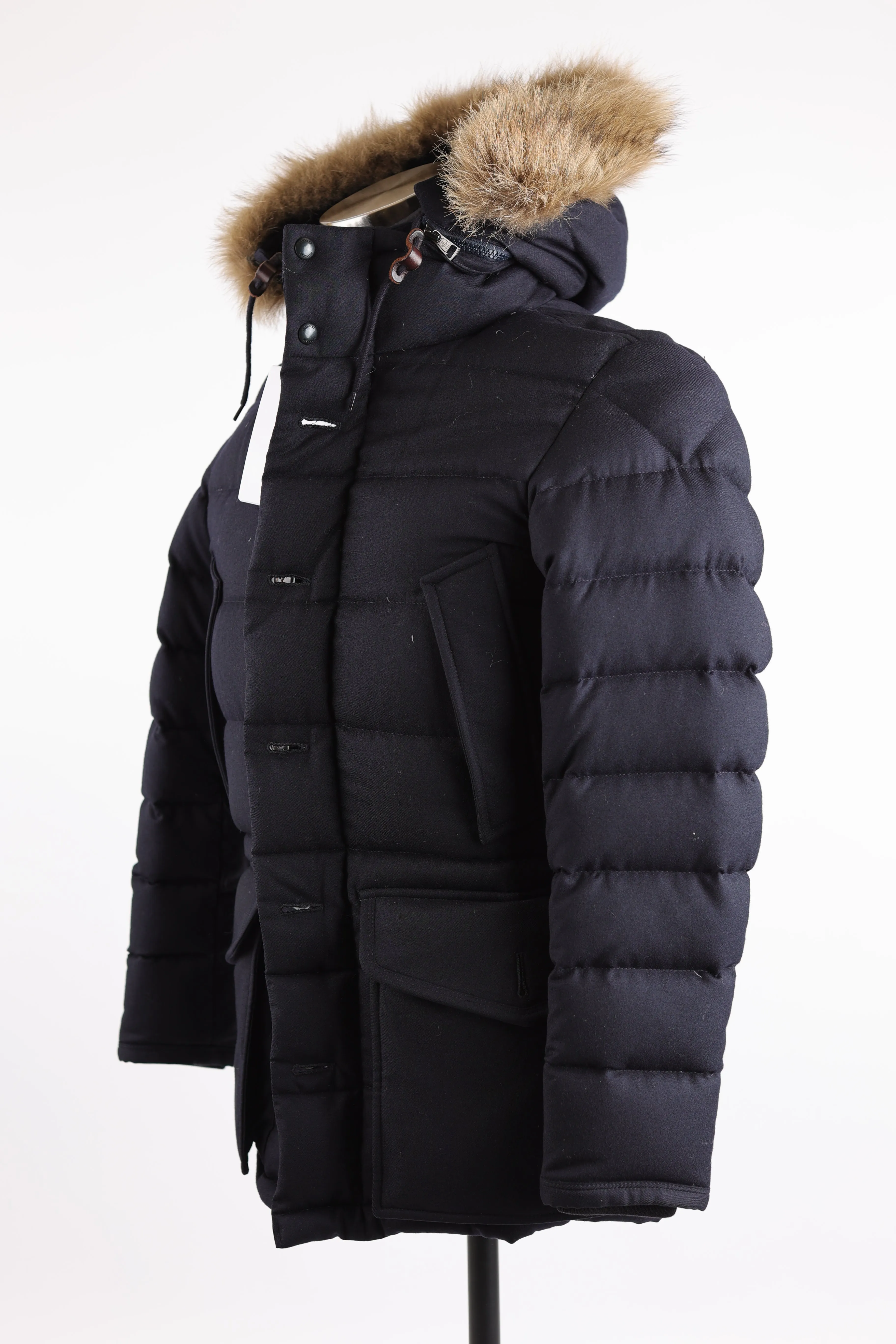 Wool Puffer Jacket W/ Fur Hood