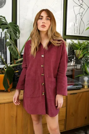 Wren Burgundy Corduroy Short Dress