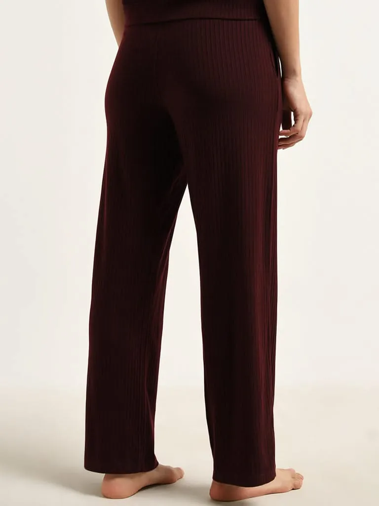 Wunderlove Brown Ribbed High-Rise Pants