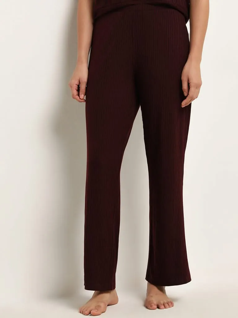 Wunderlove Brown Ribbed High-Rise Pants