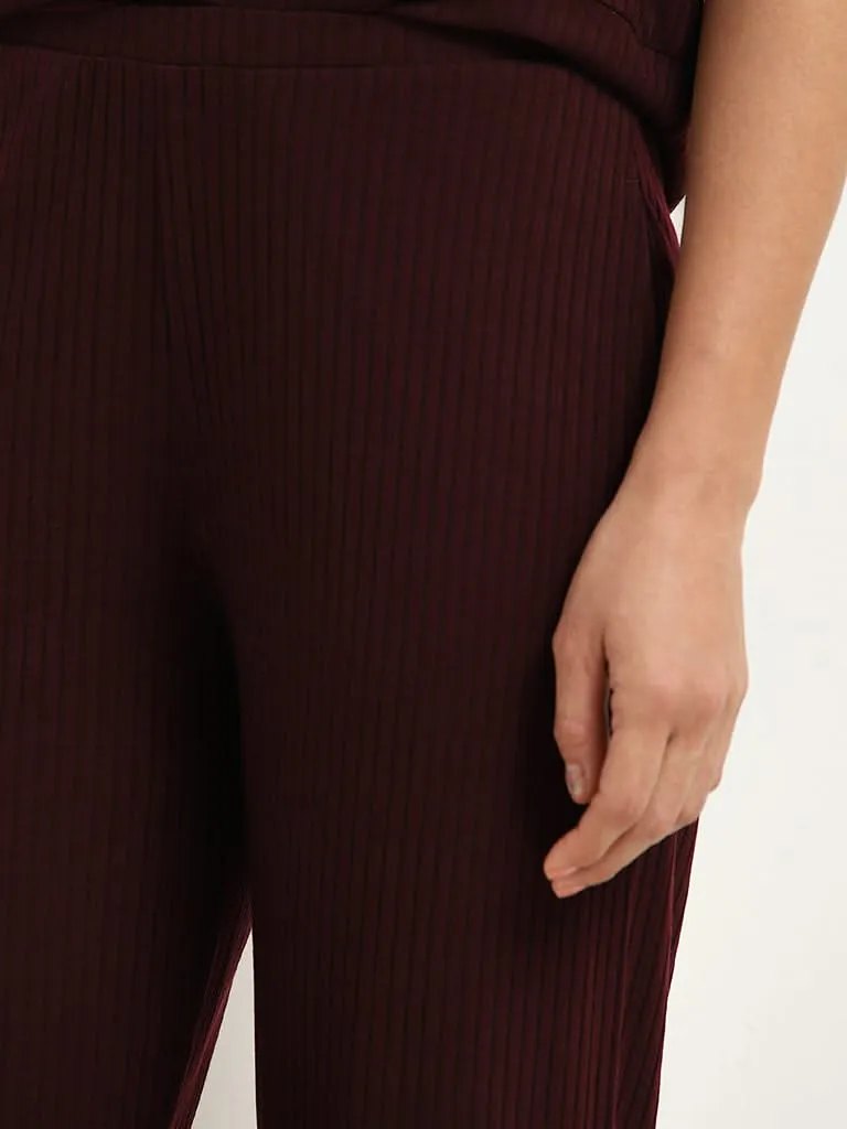 Wunderlove Brown Ribbed High-Rise Pants