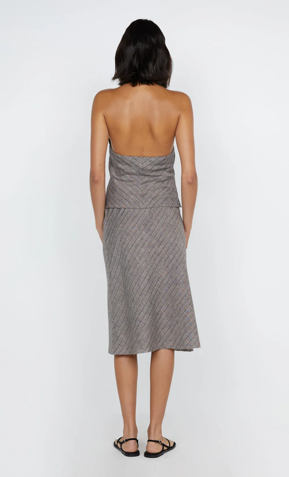 ZURI MIDI SKIRT - TAUPE/IVORY STRIPE